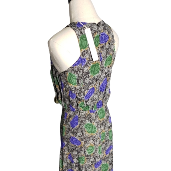 Revolve Line & Dot Dark Floral Crepe High Slit Maximalist Maxi Event Date Dress - Picture 7 of 13